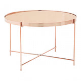 Enrich Large Pink Mirror Side Table, Mirrored Glass, Gold