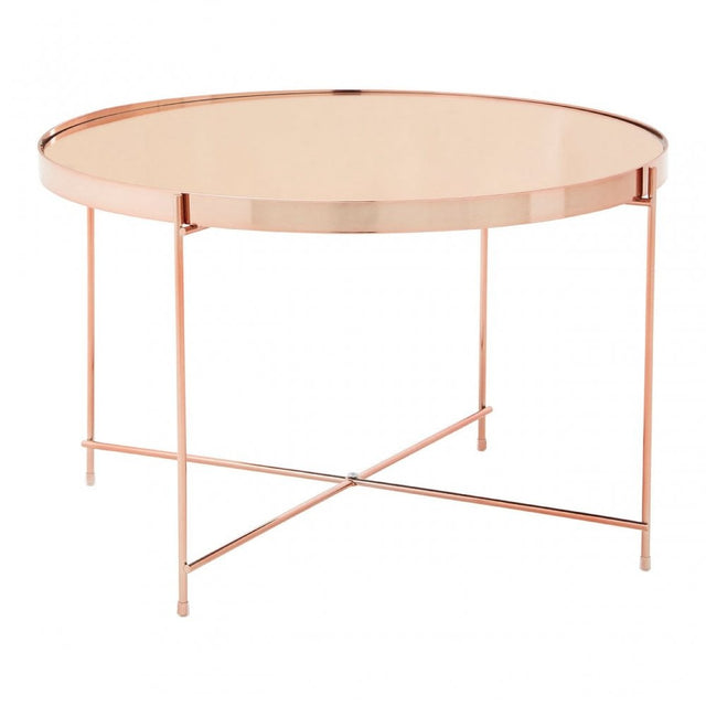 Enrich Large Pink Mirror Side Table, Mirrored Glass, Gold