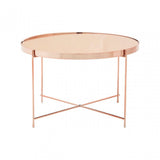 Enrich Large Pink Mirror Side Table, Mirrored Glass, Gold