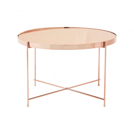 Enrich Large Pink Mirror Side Table, Mirrored Glass, Gold