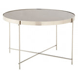 Enrich Large Grey Mirror Side Table, Mirrored Glass, Silver