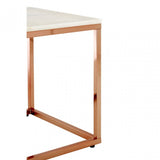 Enrich Square White Marble End Table, Marble, Gold
