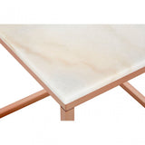 Enrich Square White Marble End Table, Marble, Gold