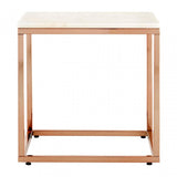 Enrich Square White Marble End Table, Marble, Gold