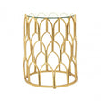 Merlin Gold Leaf Side Table, Tempered Glass, Iron, Gold