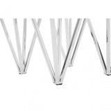 Enrich Chrome End Table with Triangular Base, Tempered Glass