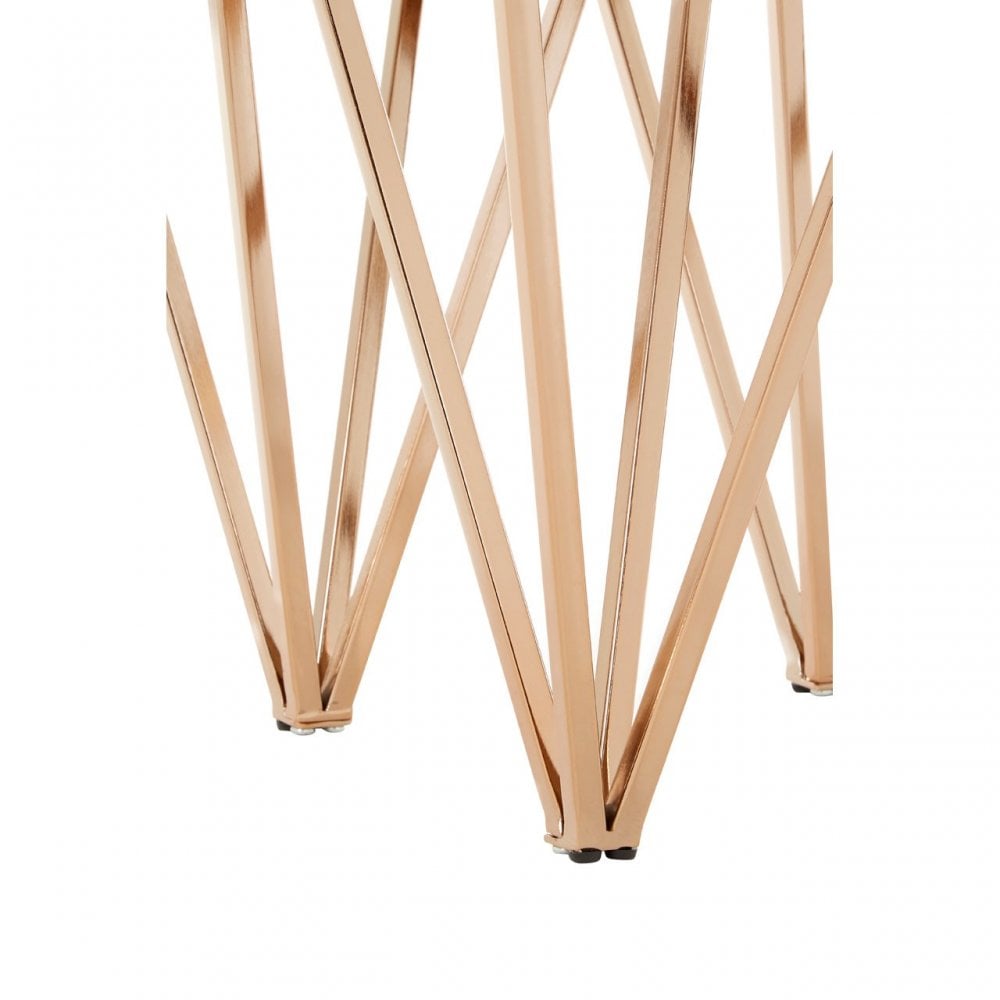 Enrich Square Champagne Triangular End Table, Tempered Glass, Gold