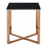 Enrich Square Black Faux Marble End Table, Wood, Paper, Black
