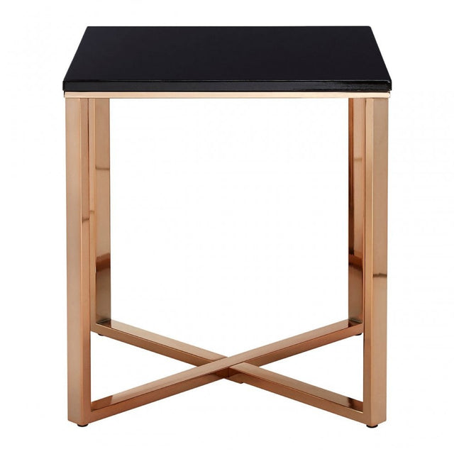 Enrich Square Black Faux Marble End Table, Wood, Paper, Black