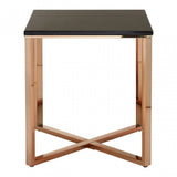 Enrich Square Black Faux Marble End Table, Wood, Paper, Black