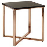 Enrich Square Black Faux Marble End Table, Wood, Paper, Black