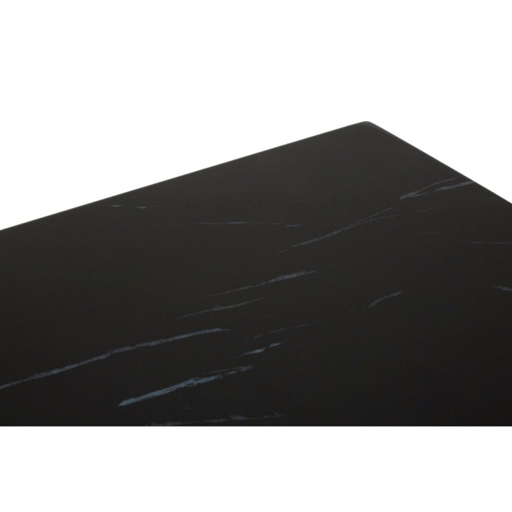 Enrich Square Black Faux Marble End Table, Wood, Paper, Black