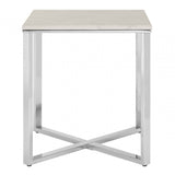 Enrich White Faux Marble Square End Table, Wood, Paper, White