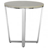 Enrich Round White Faux Marble End Table, Wood, Paper, White