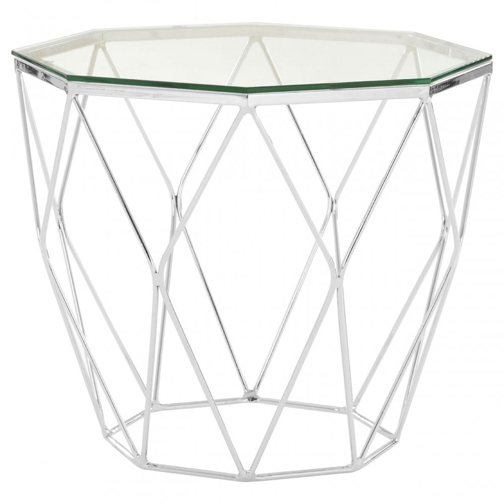 Enrich Tempered Glass / Chrome End Table, Tempered Glass, Clear