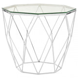 Enrich Tempered Glass / Chrome End Table, Tempered Glass, Clear