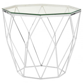 Enrich Tempered Glass / Chrome End Table, Tempered Glass, Clear