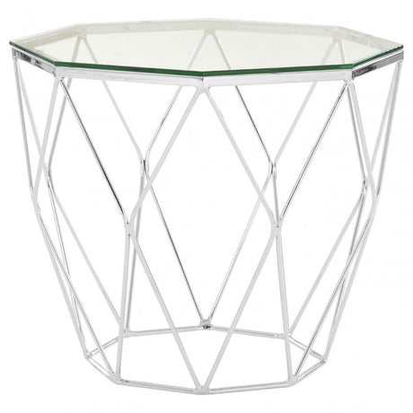 Enrich Tempered Glass / Chrome End Table, Tempered Glass, Clear