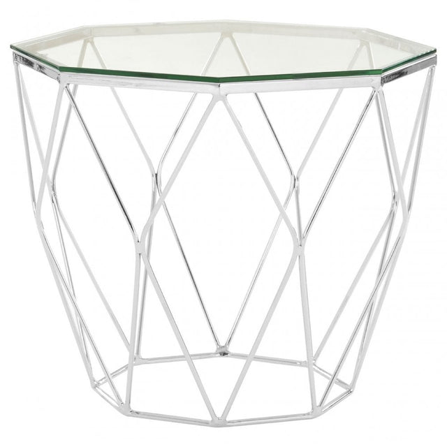 Enrich Tempered Glass / Chrome End Table, Tempered Glass, Clear