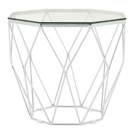 Enrich Tempered Glass / Chrome End Table, Tempered Glass, Clear