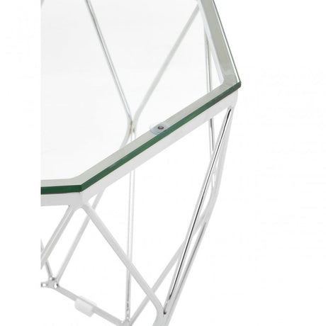 Enrich Tempered Glass / Chrome End Table, Tempered Glass, Clear