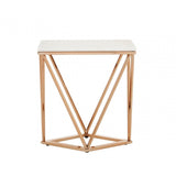 Enrich Rectangular Champagne End Table, Marble, Gold