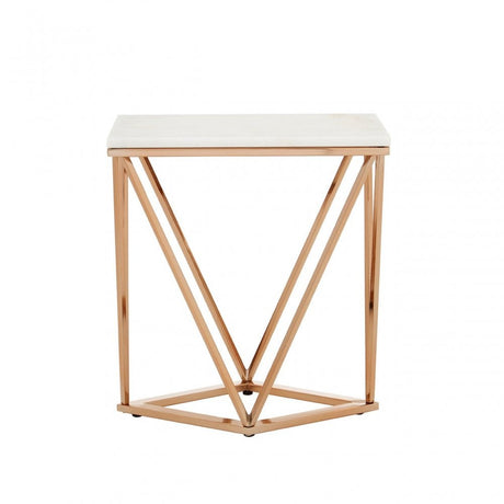 Enrich Rectangular Champagne End Table, Marble, Gold