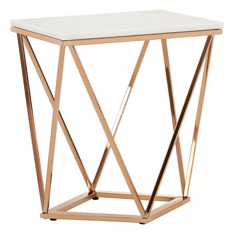 Enrich Rectangular Champagne End Table, Marble, Gold