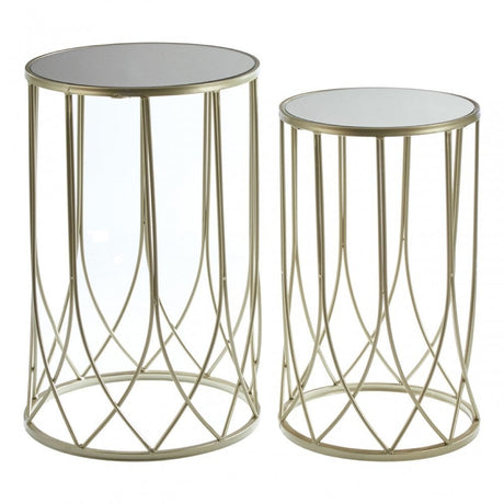 Anvil Mirrored Top Tables, Iron, Mirrored Glass, Gold