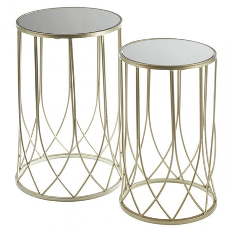 Anvil Mirrored Top Tables, Iron, Mirrored Glass, Gold