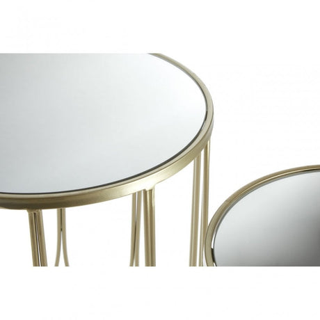 Anvil Mirrored Top Tables, Iron, Mirrored Glass, Gold
