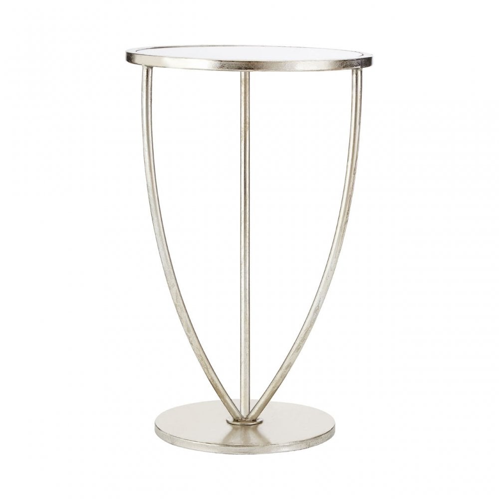 Marcia Silver Finish Side Table, Glass, Silver