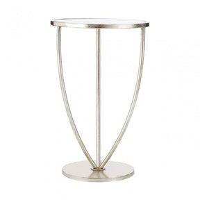 Marcia Silver Finish Side Table, Glass, Silver