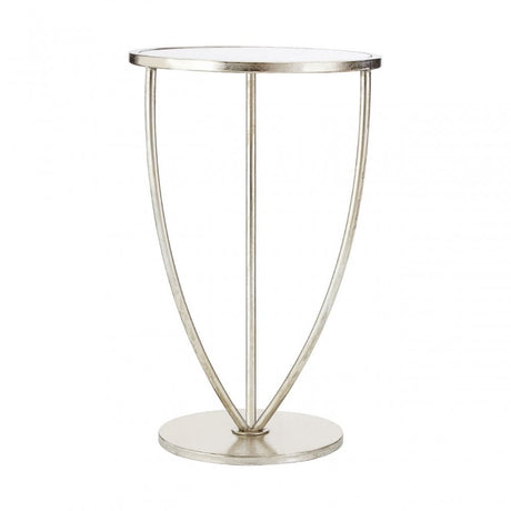 Marcia Silver Finish Side Table, Glass, Silver