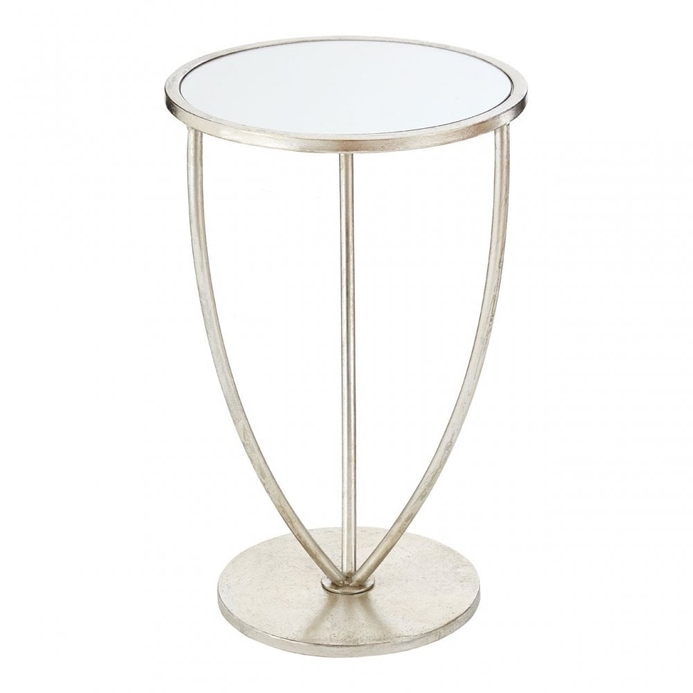 Marcia Silver Finish Side Table, Glass, Silver