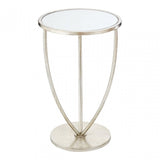 Marcia Silver Finish Side Table, Glass, Silver