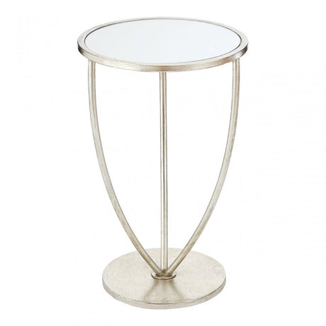 Marcia Silver Finish Side Table, Glass, Silver