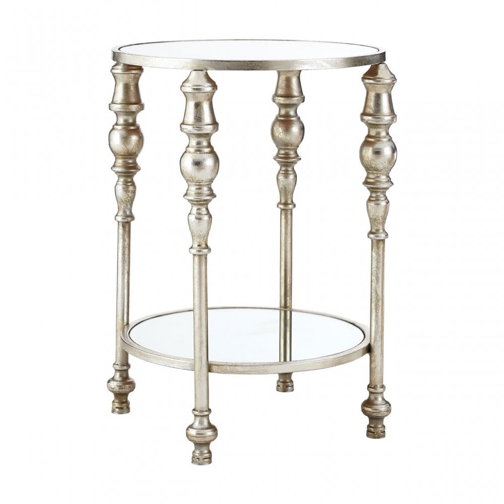 Marcia Two Tier Side Table, Glass, Silver
