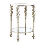 Marcia Two Tier Side Table, Glass, Silver