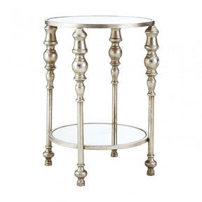 Marcia Two Tier Side Table, Glass, Silver