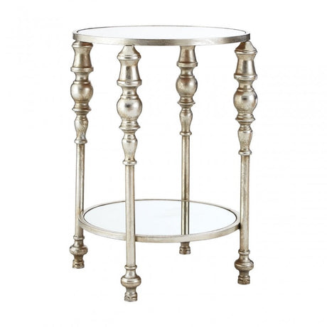 Marcia Two Tier Side Table, Glass, Silver