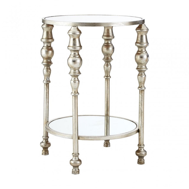Marcia Two Tier Side Table, Glass, Silver