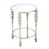 Marcia Two Tier Side Table, Glass, Silver