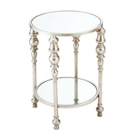 Marcia Two Tier Side Table, Glass, Silver