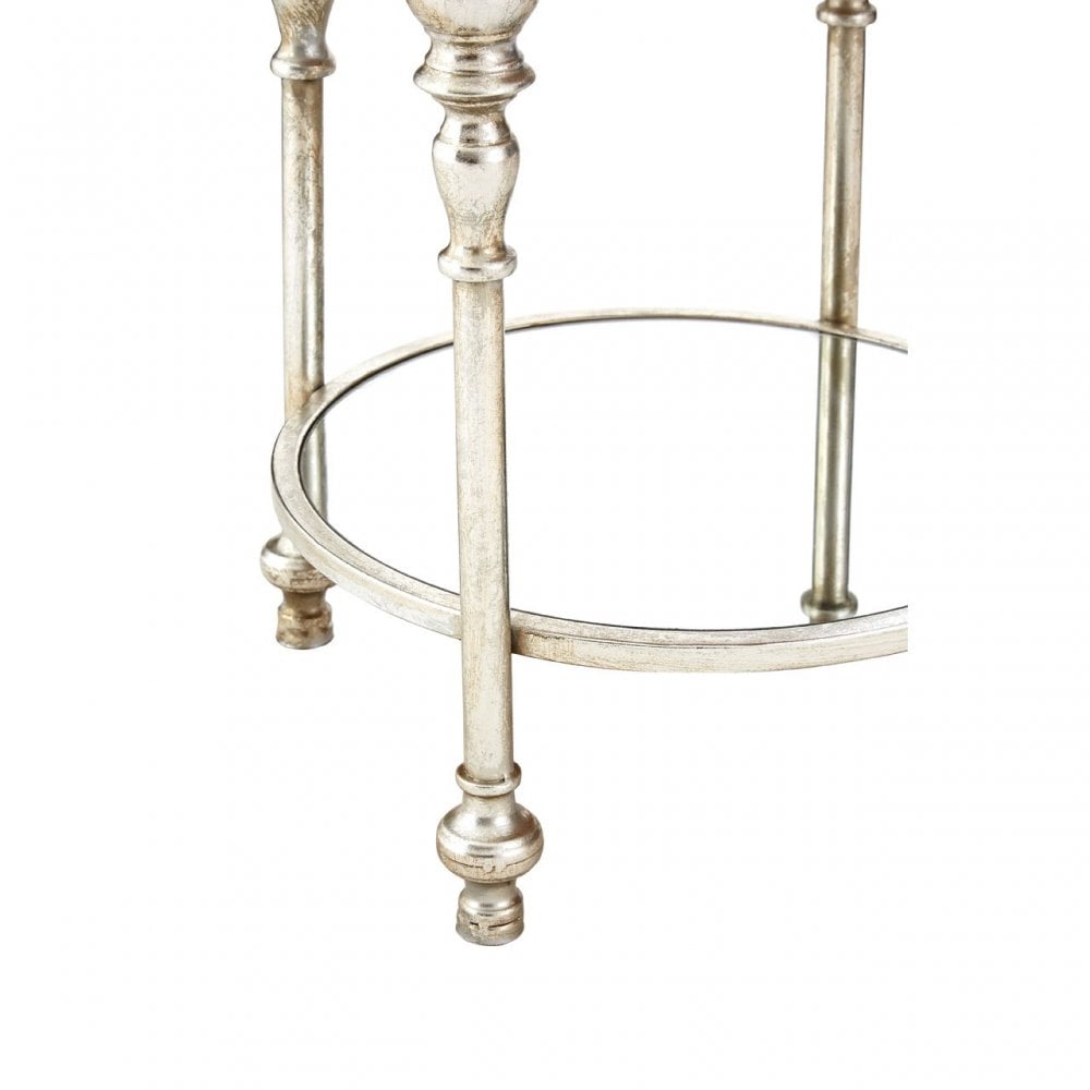 Marcia Two Tier Side Table, Glass, Silver