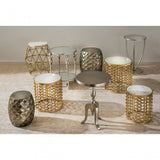 Marcia Two Tier Side Table, Glass, Silver