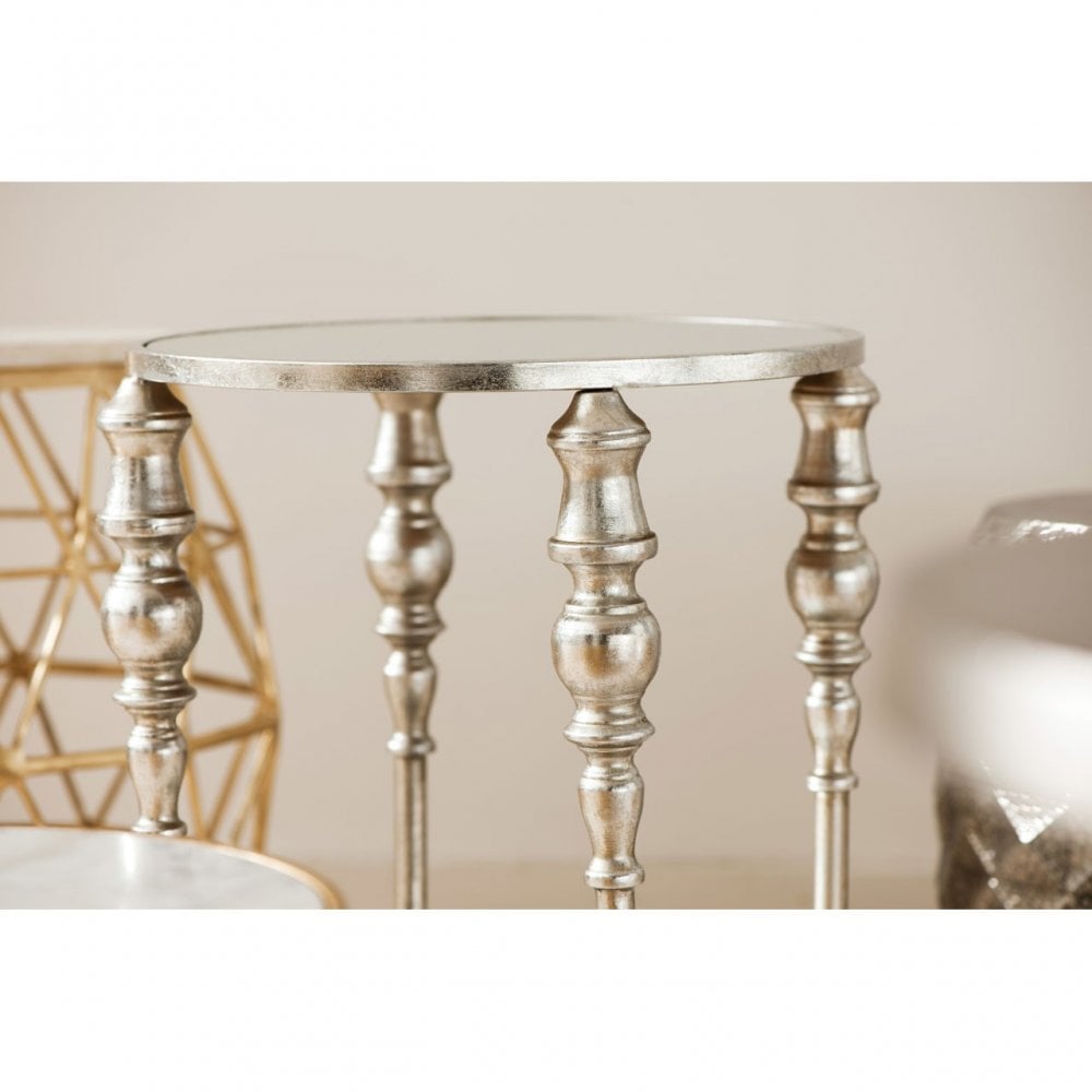 Marcia Two Tier Side Table, Glass, Silver