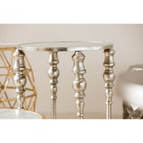Marcia Two Tier Side Table, Glass, Silver