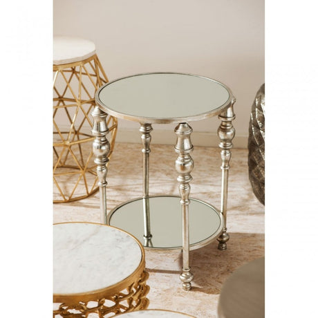 Marcia Two Tier Side Table, Glass, Silver