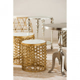 Marcia Two Tier Side Table, Glass, Silver